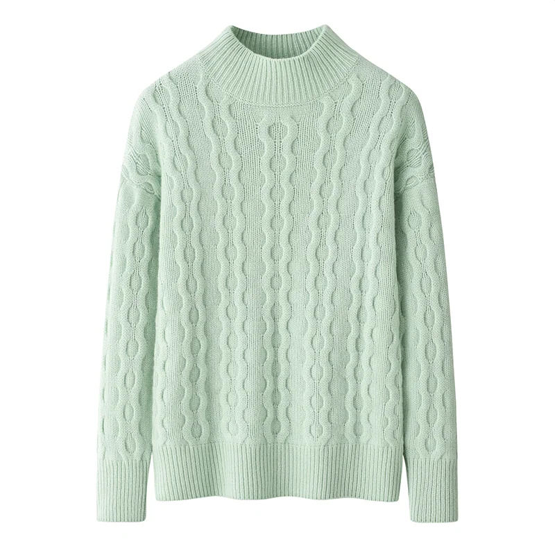 100% Cashmere, Cashmere crew-neck sweater — Yellow, 14–15.5µm, Cashmere Garment / Women — detail view 4