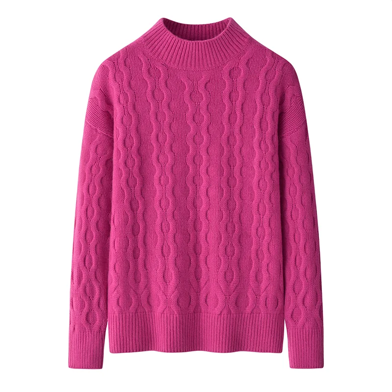 100% Cashmere, Cashmere crew-neck sweater — Yellow, 14–15.5µm, Cashmere Garment / Women — detail view 5