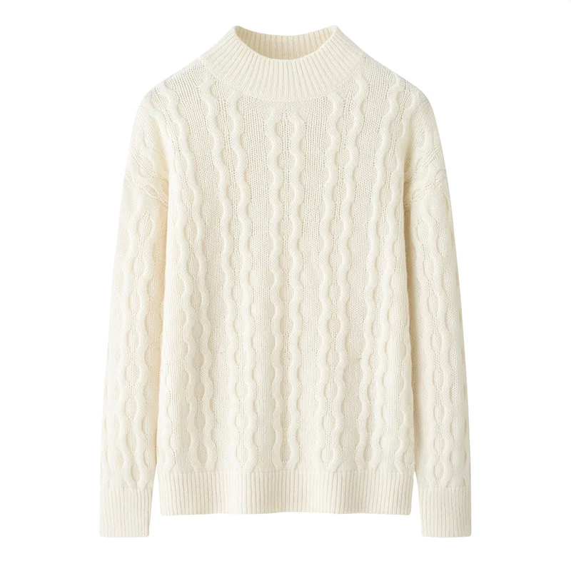 100% Cashmere, Cashmere crew-neck sweater — Yellow, 14–15.5µm, Cashmere Garment / Women — detail view 6