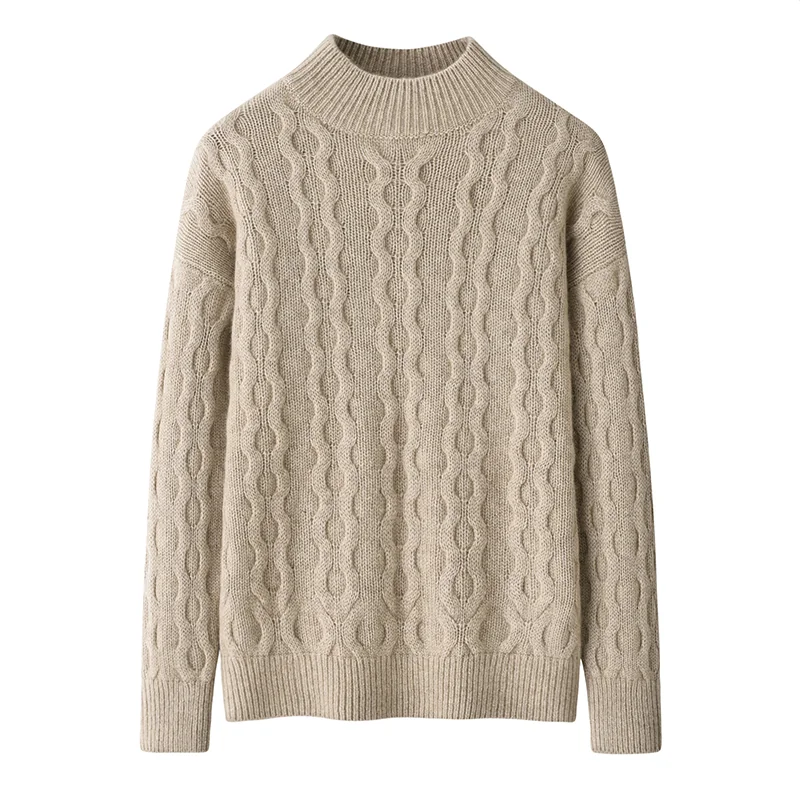 100% Cashmere, Cashmere crew-neck sweater — Yellow, 14–15.5µm, Cashmere Garment / Women — detail view 7