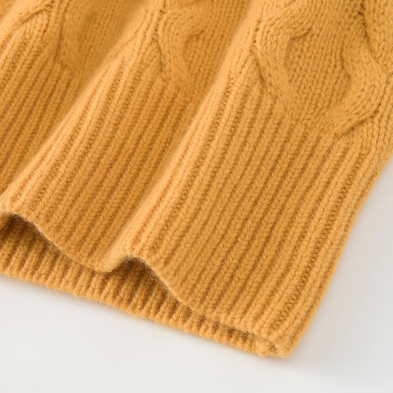 100% Cashmere, Cashmere crew-neck sweater — Yellow, 14–15.5µm, Cashmere Garment / Women — detail view 8