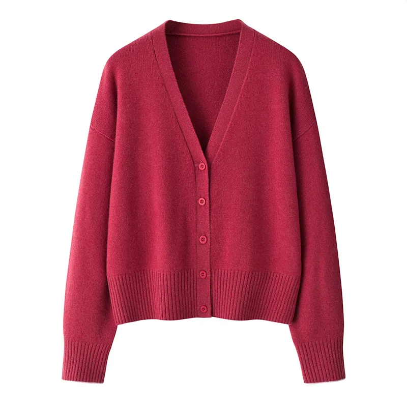 100% Cashmere, Cashmere crew-neck sweater — Red, 14–15.5µm, Cashmere Garment / Women — detail view 2