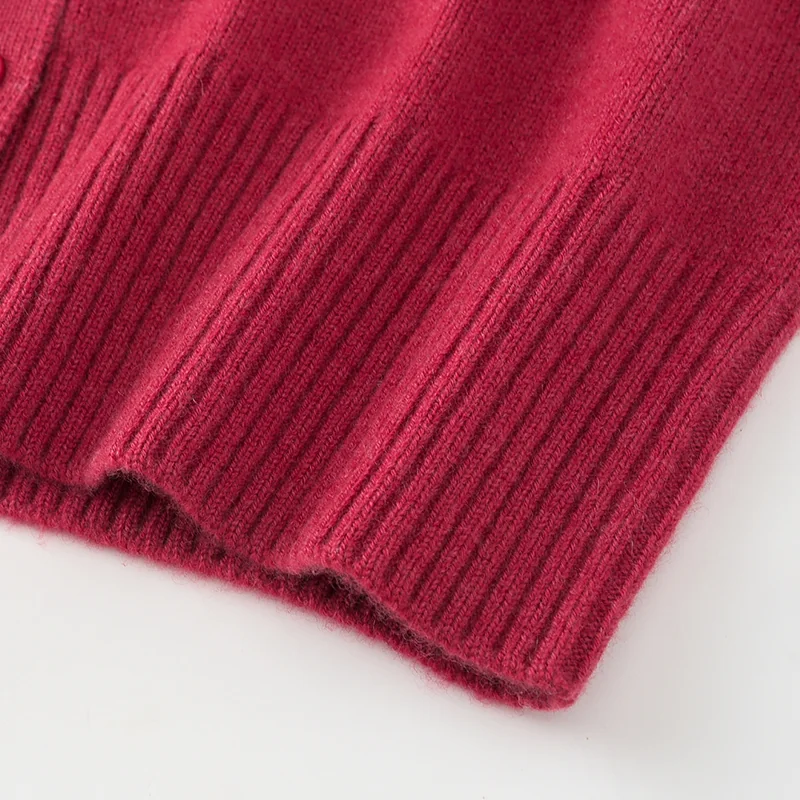 100% Cashmere, Cashmere crew-neck sweater — Red, 14–15.5µm, Cashmere Garment / Women — detail view 3