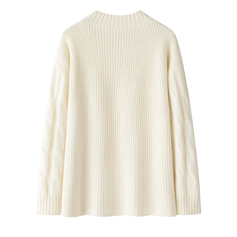 Cashmere crew-neck sweater — White — Cashmere Sweaters & Knitwear, 100% Cashmere