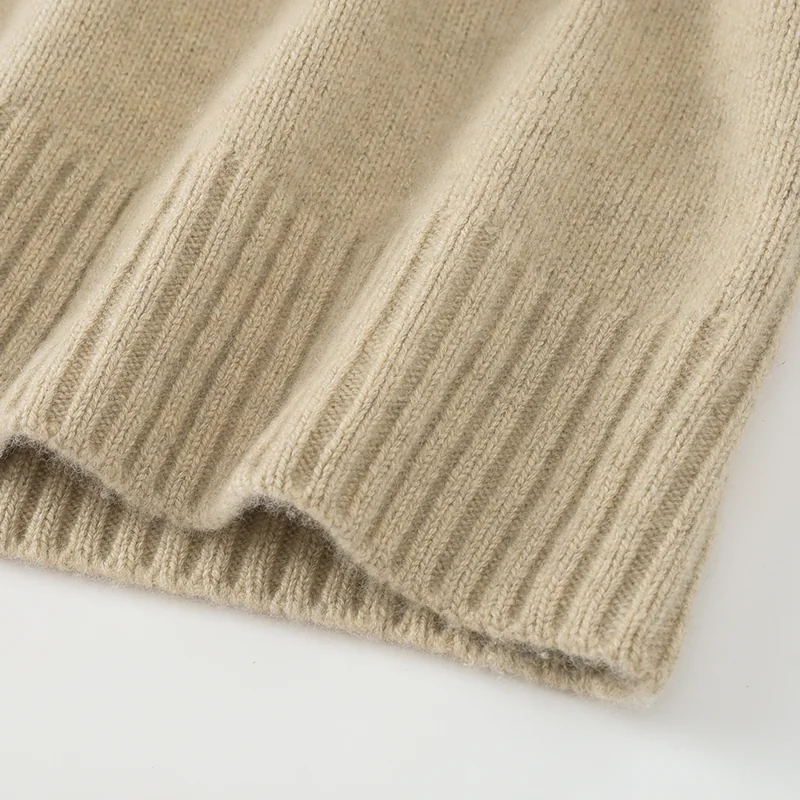 100% Cashmere, Cashmere crew-neck sweater — Beige Embroidered, 14–15.5µm, Cashmere Garment / Women — detail view 3