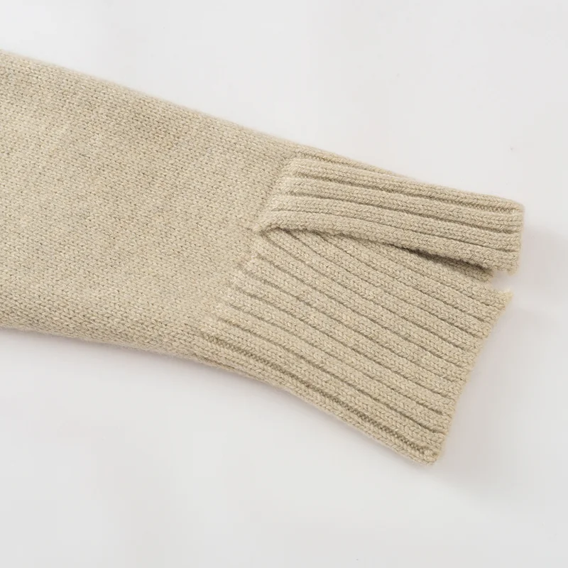 100% Cashmere, Cashmere crew-neck sweater — Beige Embroidered, 14–15.5µm, Cashmere Garment / Women — detail view 4