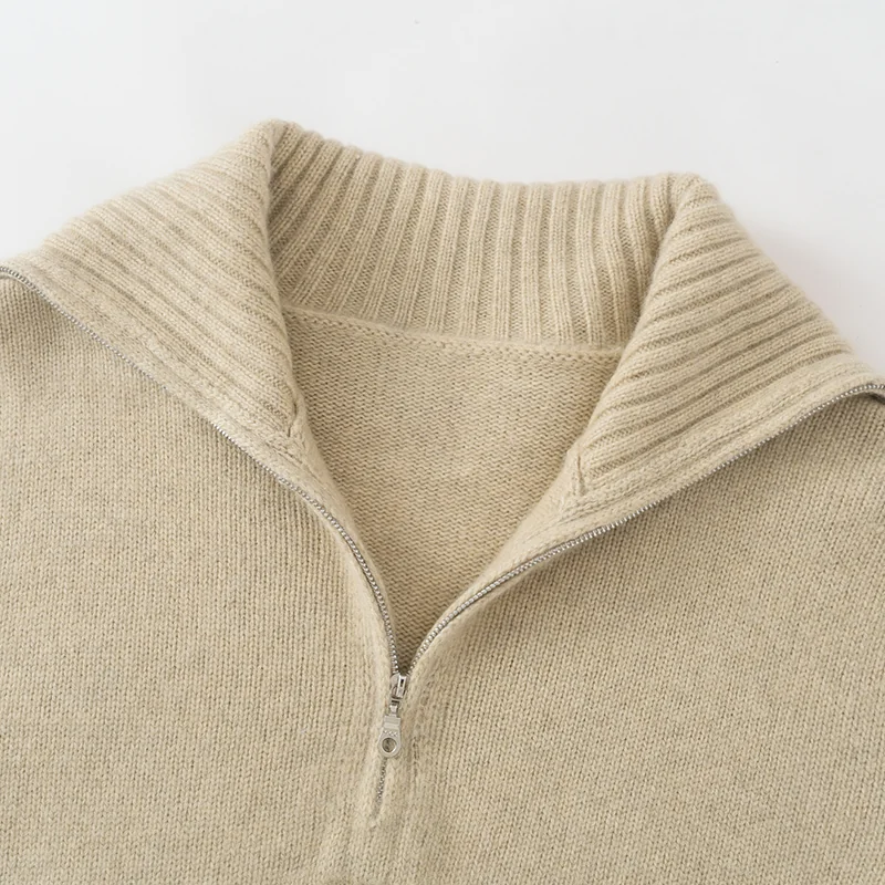 100% Cashmere, Cashmere crew-neck sweater — Beige Embroidered, 14–15.5µm, Cashmere Garment / Women — detail view 5