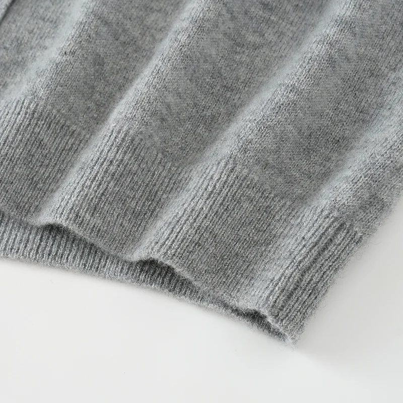 100% Cashmere, Cashmere crew-neck sweater — Grey, 14–15.5µm, Cashmere Garment / Women — detail view 3