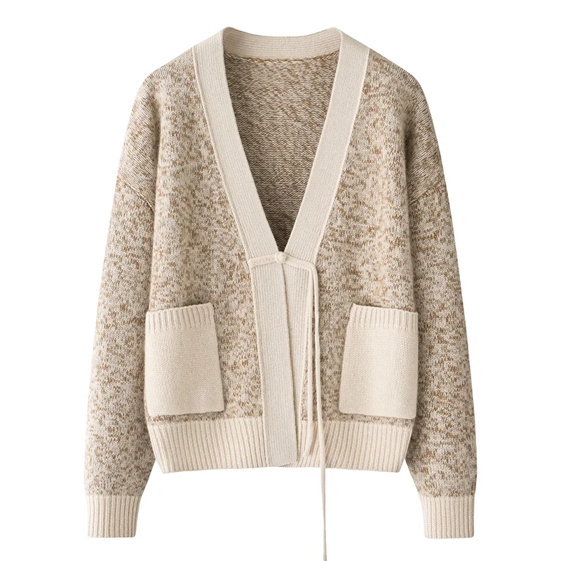 100% Cashmere, Cashmere crew-neck sweater — Beige, 14–15.5µm, Cashmere Garment / Women — detail view 2