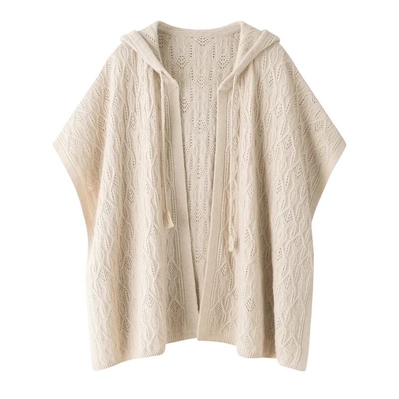 100% Cashmere, Cashmere crew-neck sweater — Beige, 14–15.5µm, Cashmere Garment / Women — detail view 2