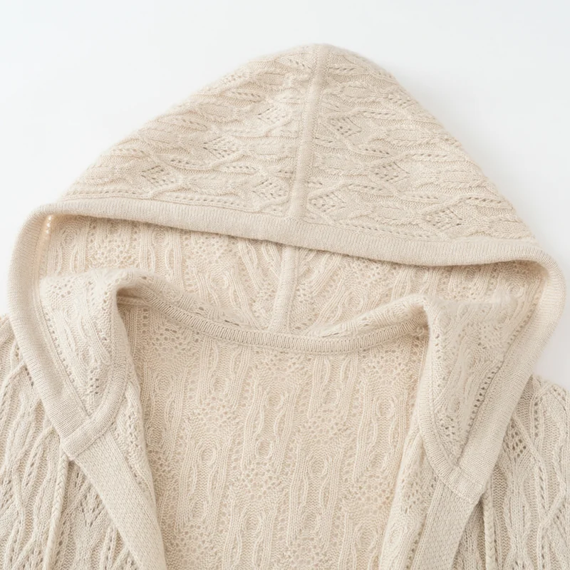 100% Cashmere, Cashmere crew-neck sweater — Beige, 14–15.5µm, Cashmere Garment / Women — detail view 5