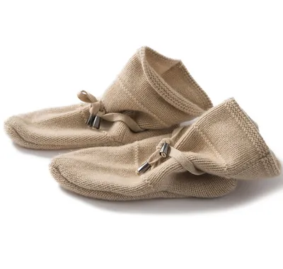 Custom Design Cashmere Knitting Shoe Socks with Loops for Kids