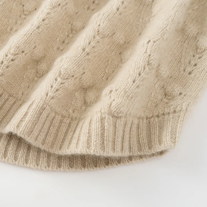 100% Cashmere, Cashmere sleeveless vest — Beige Sleeveless vest, 14–15.5µm, Cashmere Garment / Women — detail view 3