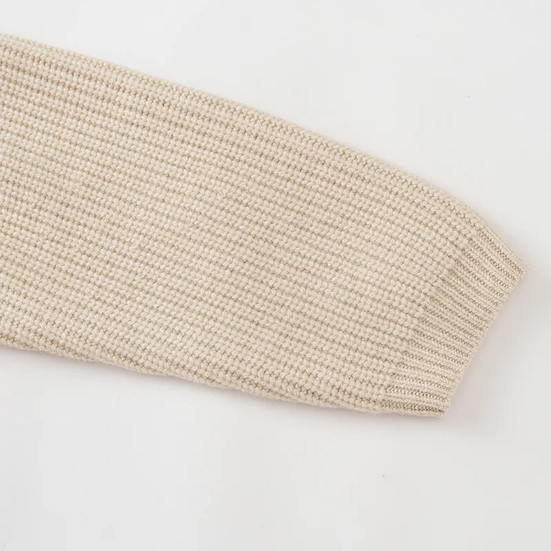 100% Cashmere, Cashmere crew-neck sweater — Beige, 14–15.5µm, Cashmere Garment / Women — detail view 4