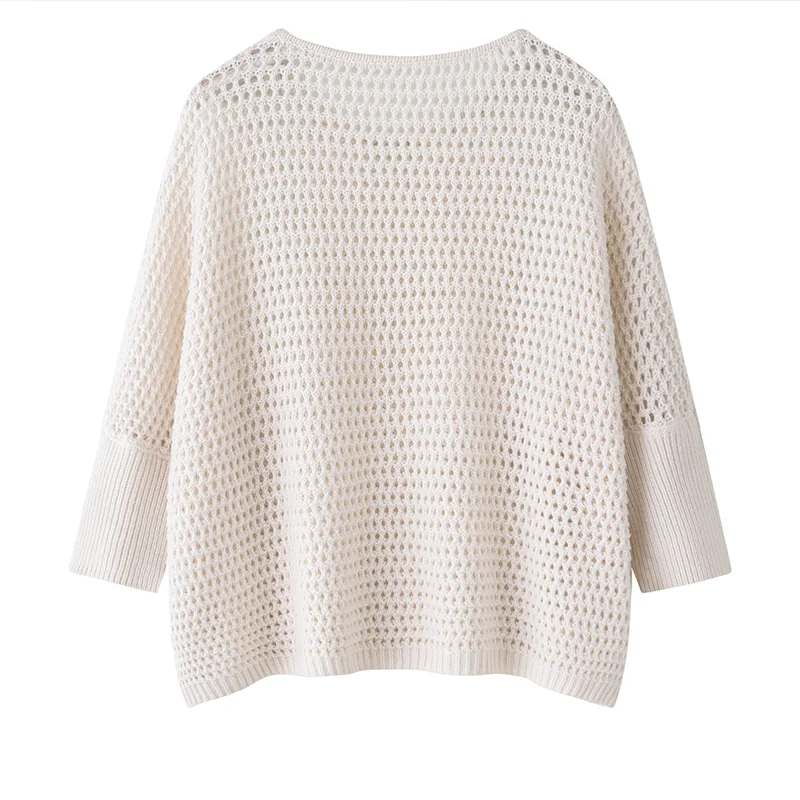 Cashmere crew-neck sweater — White — Cashmere Sweaters & Knitwear, 100% Cashmere