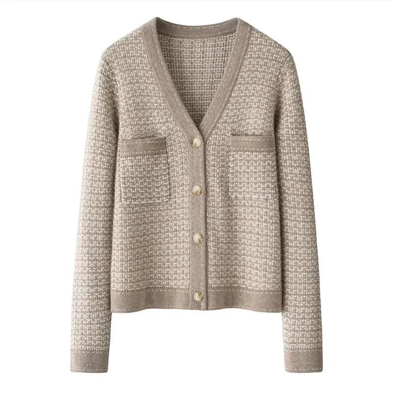 100% Cashmere, Cashmere crew-neck sweater — Camel, 14–15.5µm, Cashmere Garment / Women — detail view 2