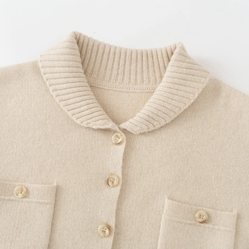 100% Cashmere, Cashmere crew-neck sweater — Beige, 14–15.5µm, Cashmere Garment / Women — detail view 5