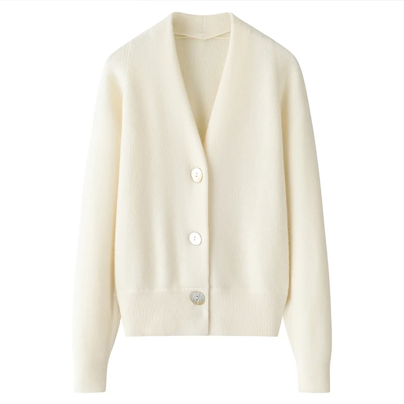 100% Cashmere, Cashmere crew-neck sweater — White, 14–15.5µm, Cashmere Garment / Women — detail view 2