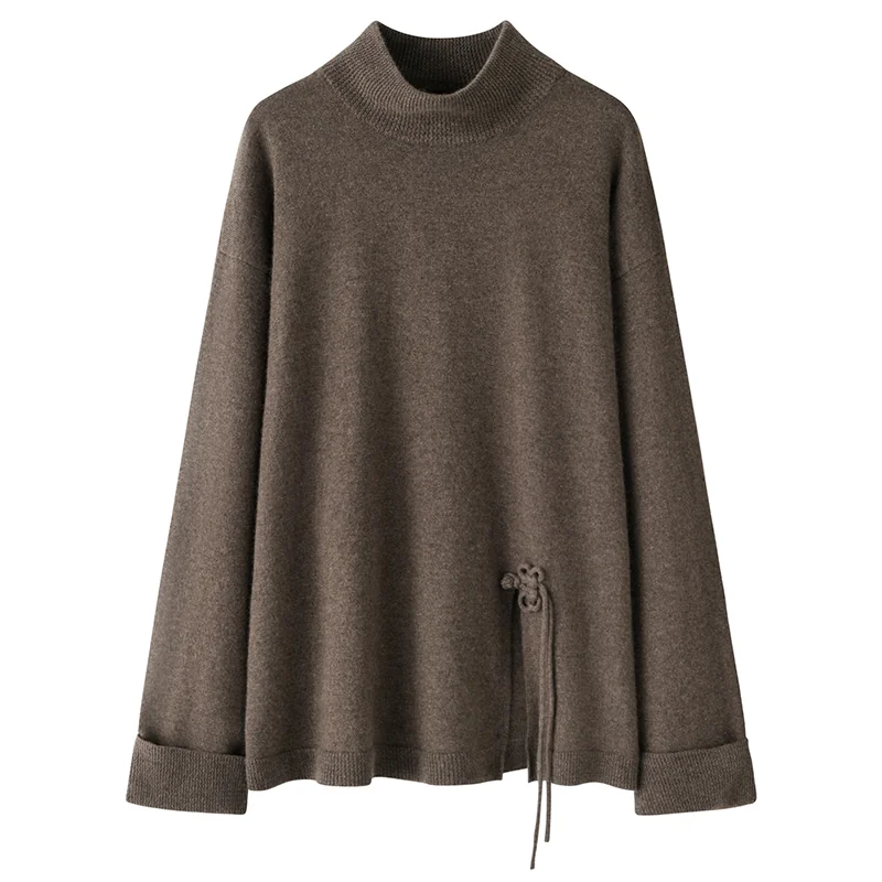 100% Cashmere, Cashmere crew-neck sweater — Camel, 14–15.5µm, Cashmere Garment / Women — detail view 2
