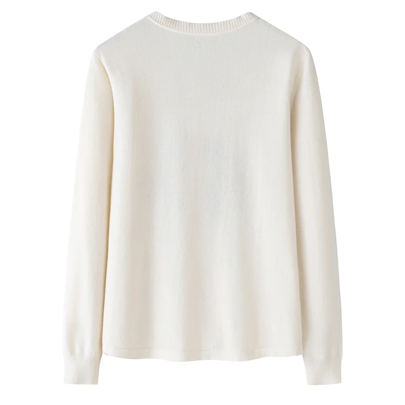 Cashmere crew-neck sweater — White — Cashmere Sweaters & Knitwear, 100% Cashmere