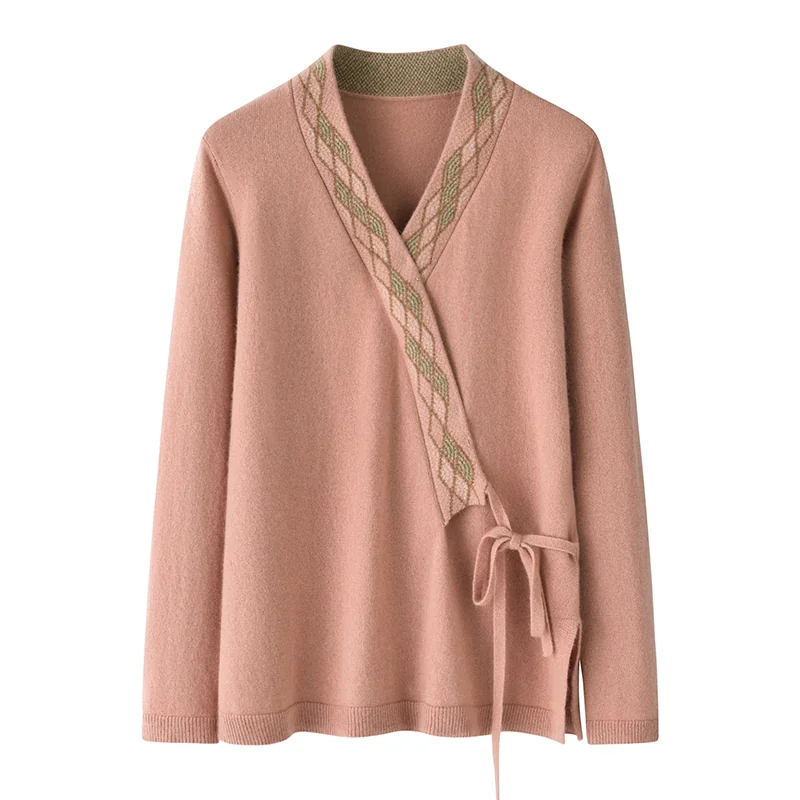 100% Cashmere, Cashmere crew-neck sweater — Beige Cable, 14–15.5µm, Cashmere Garment / Women — detail view 3