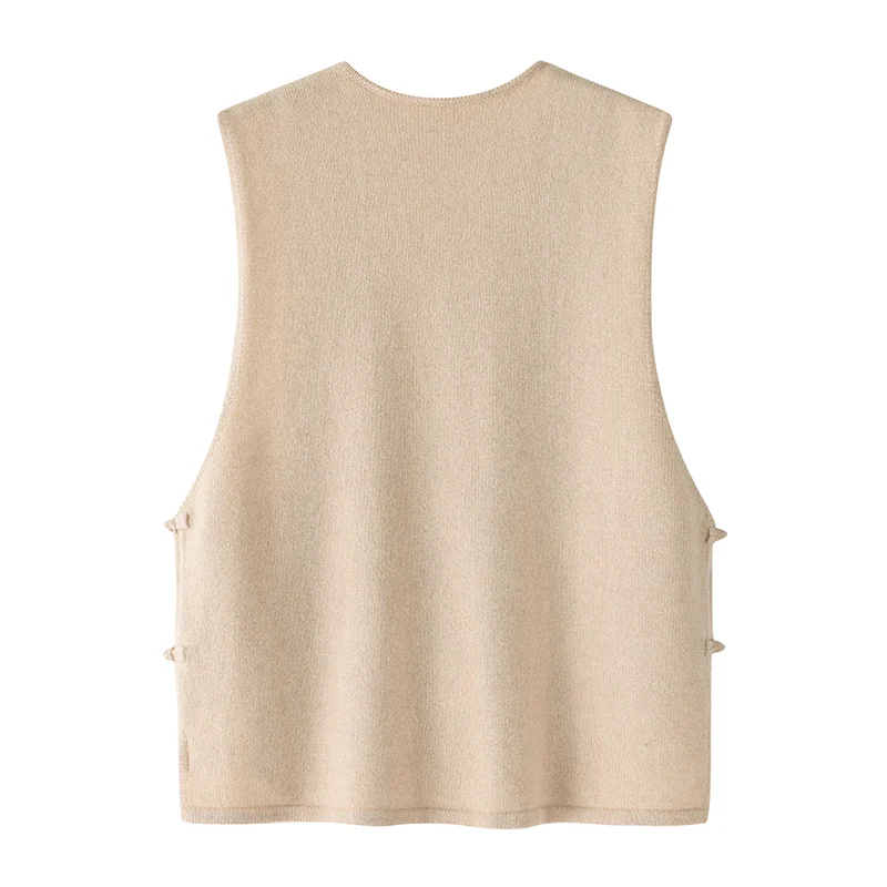 Cashmere sleeveless vest — Beige Asymmetric vest