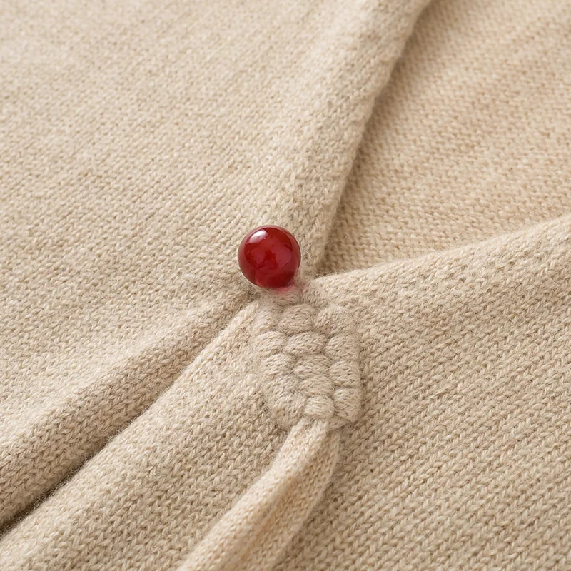 100% Cashmere, Cashmere sleeveless vest — Beige Asymmetric vest, 14–15.5µm, Cashmere Garment / Women — detail view 5