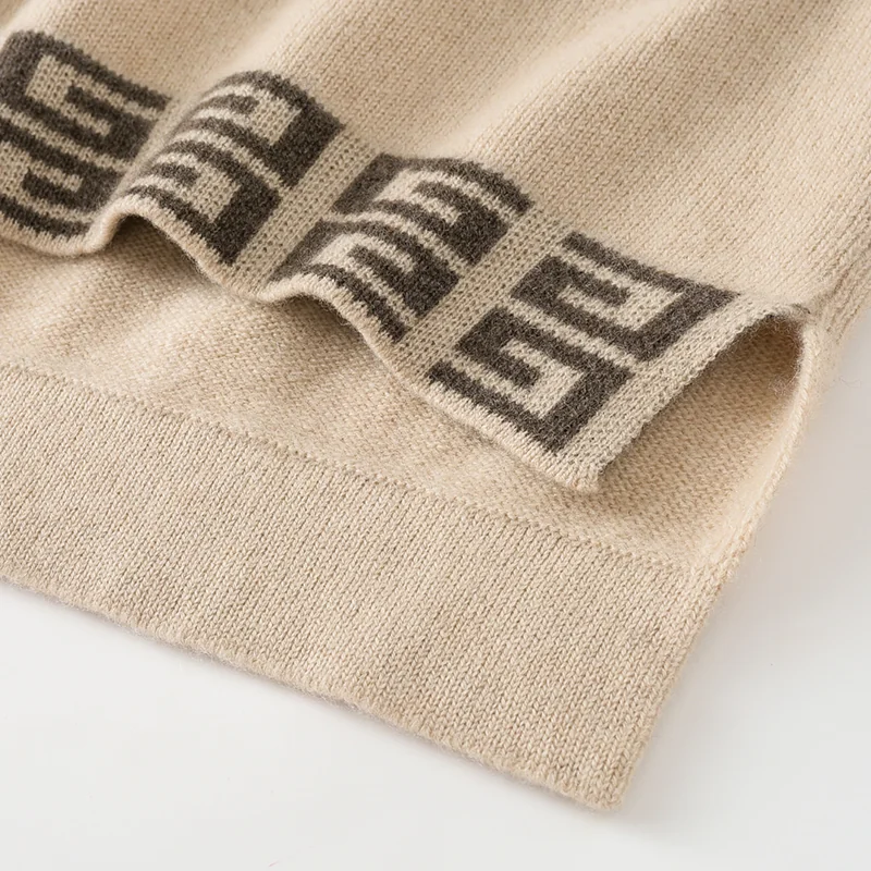 100% Cashmere, Cashmere crew-neck sweater — Camel, 14–15.5µm, Cashmere Garment / Women — detail view 4