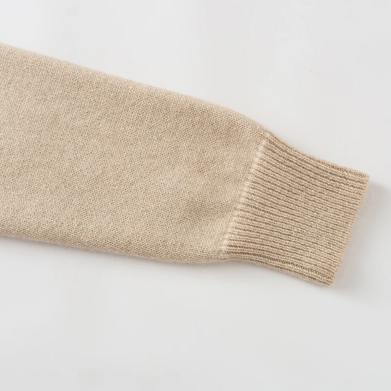 100% Cashmere, Cashmere crew-neck sweater — Camel, 14–15.5µm, Cashmere Garment / Women — detail view 5