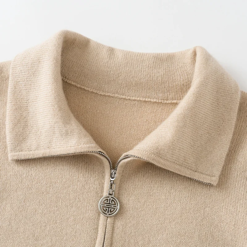 100% Cashmere, Cashmere crew-neck sweater — Camel, 14–15.5µm, Cashmere Garment / Women — detail view 6
