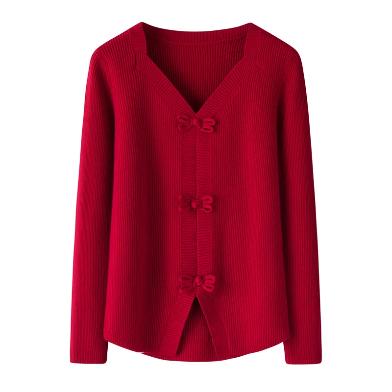 100% Cashmere, Cashmere crew-neck sweater — Red, 14–15.5µm, Cashmere Garment / Women — detail view 2