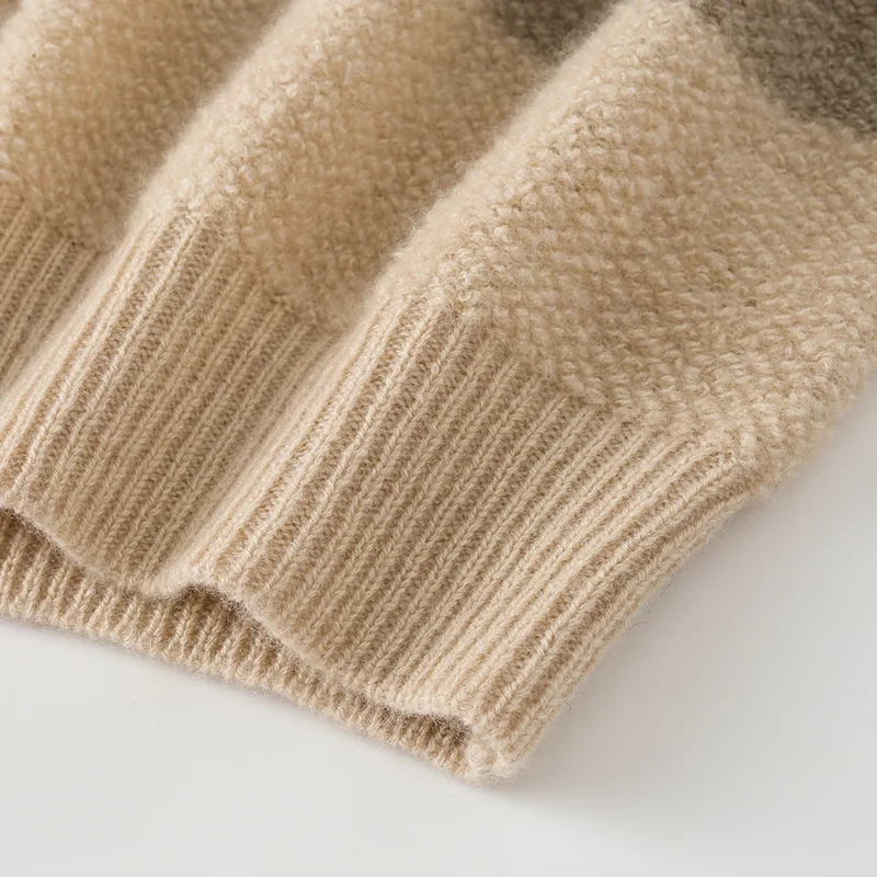100% Cashmere, Cashmere crew-neck sweater — Grey Colour-block, 14–15.5µm, Cashmere Garment / Women — detail view 4