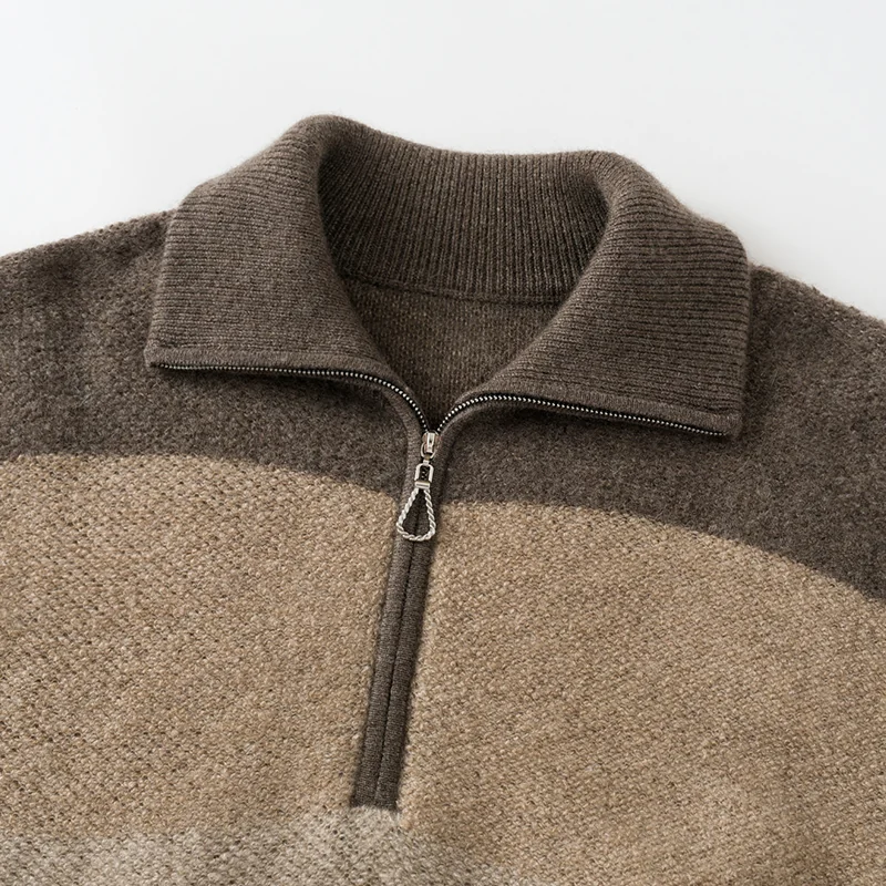 100% Cashmere, Cashmere crew-neck sweater — Grey Colour-block, 14–15.5µm, Cashmere Garment / Women — detail view 6