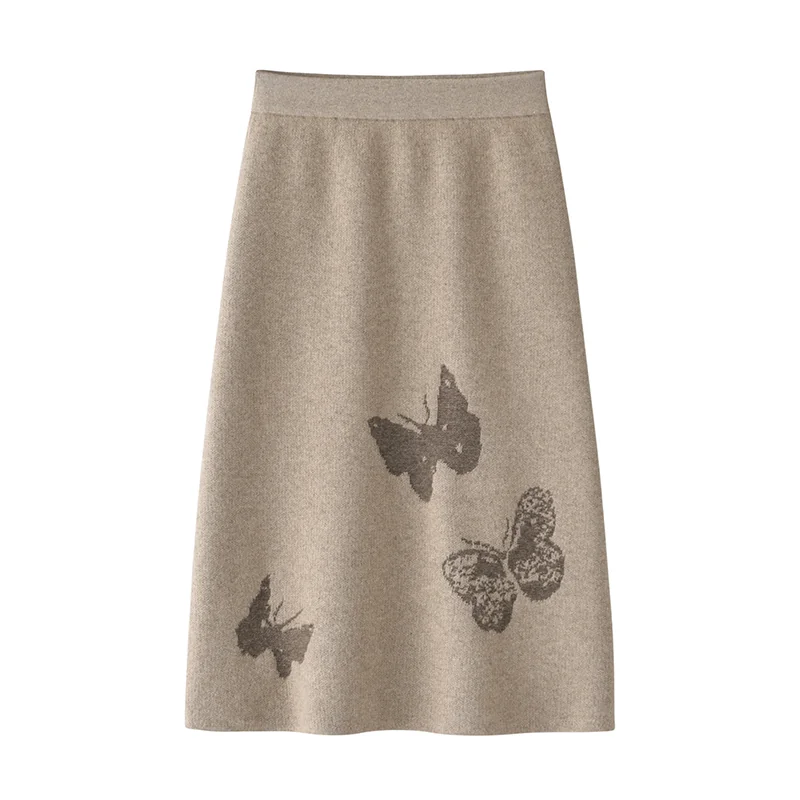 100% Cashmere, Cashmere knit skirt — Grey Skirt, 14–15.5µm, Cashmere Garment / Women — detail view 3