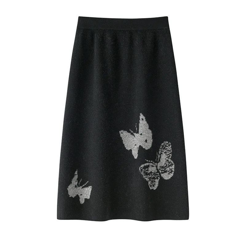 100% Cashmere, Cashmere knit skirt — Grey Skirt, 14–15.5µm, Cashmere Garment / Women — detail view 4