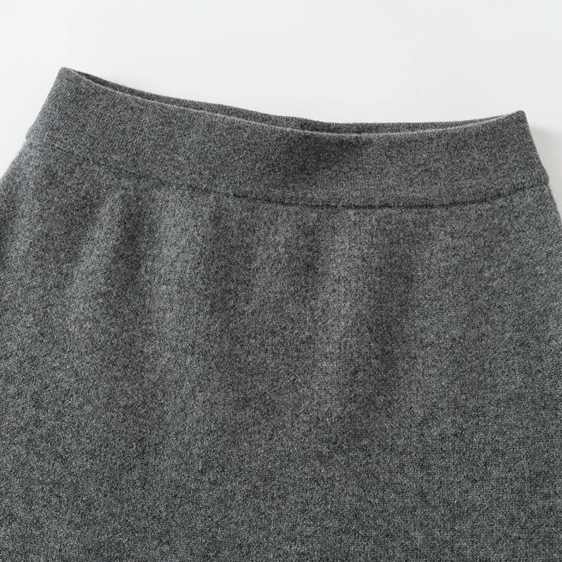 100% Cashmere, Cashmere knit skirt — Grey Skirt, 14–15.5µm, Cashmere Garment / Women — detail view 6