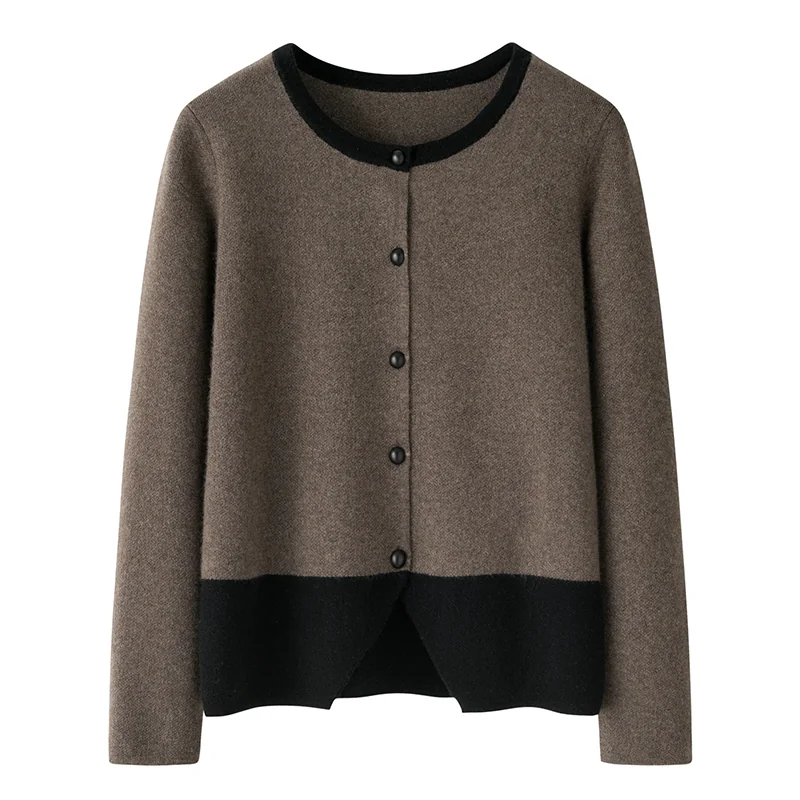 100% Cashmere, Cashmere crew-neck sweater — Camel, 14–15.5µm, Cashmere Garment / Women — detail view 2