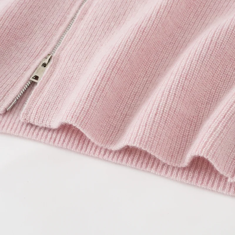 100% Cashmere, Cashmere crew-neck sweater — Pink, 14–15.5µm, Cashmere Garment / Women — detail view 5