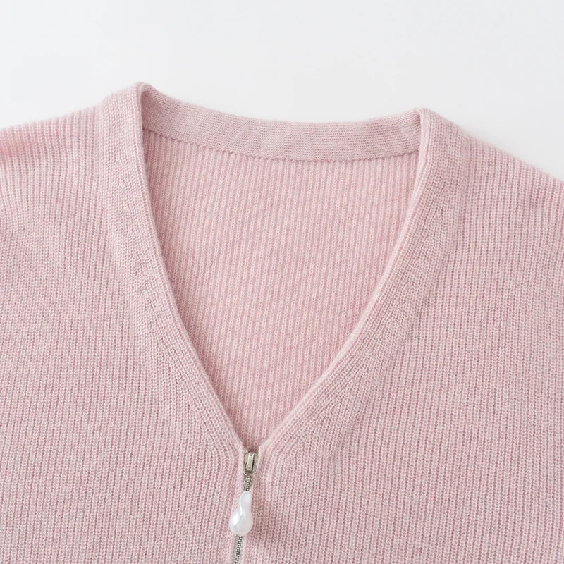 100% Cashmere, Cashmere crew-neck sweater — Pink, 14–15.5µm, Cashmere Garment / Women — detail view 7