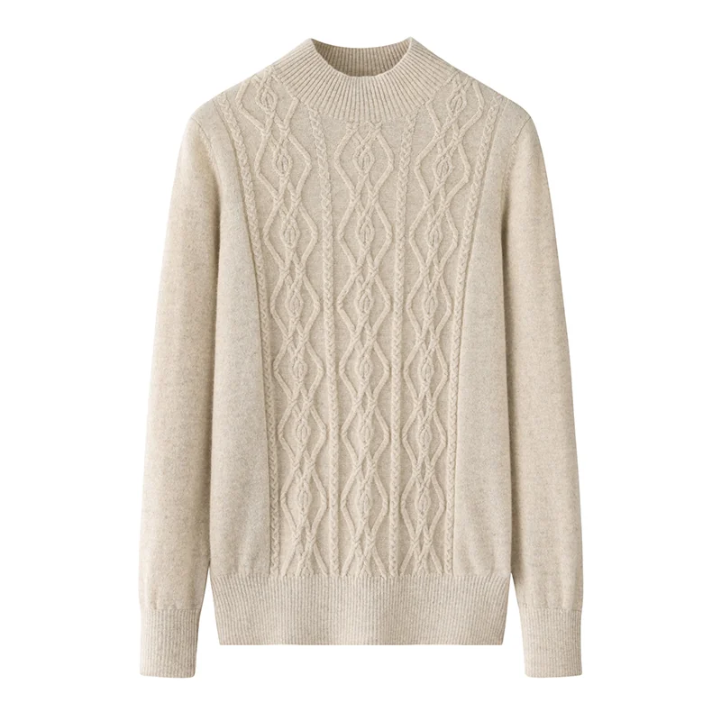 100% Cashmere, Cashmere crew-neck sweater — Pink, 14–15.5µm, Cashmere Garment / Women — detail view 3