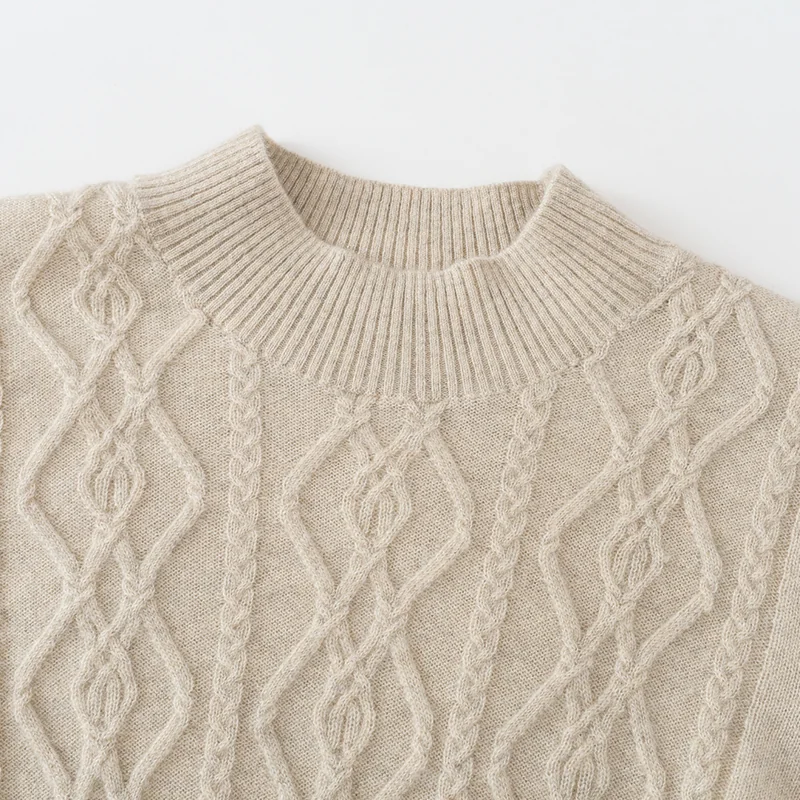 100% Cashmere, Cashmere crew-neck sweater — Pink, 14–15.5µm, Cashmere Garment / Women — detail view 6