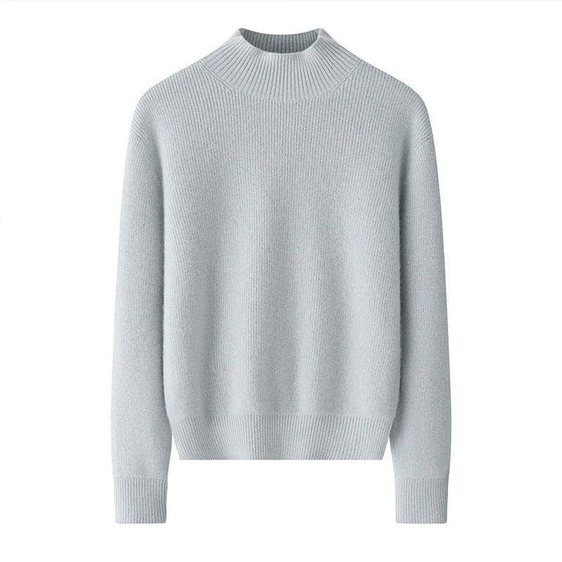 100% Cashmere, Cashmere crew-neck sweater — Green, 14–15.5µm, Cashmere Garment / Women — detail view 3