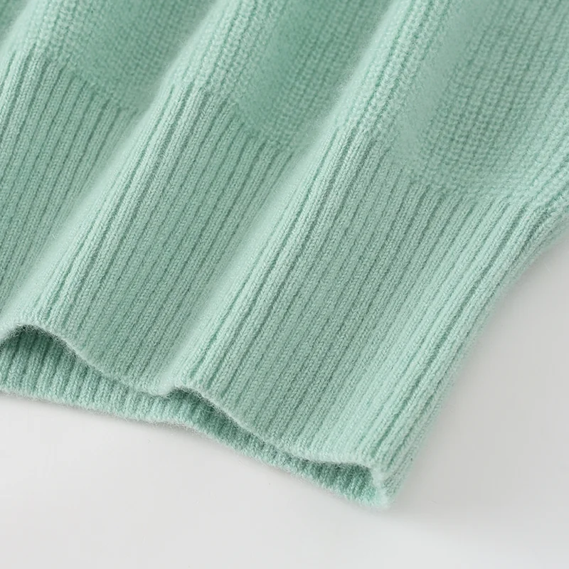 100% Cashmere, Cashmere crew-neck sweater — Green, 14–15.5µm, Cashmere Garment / Women — detail view 4