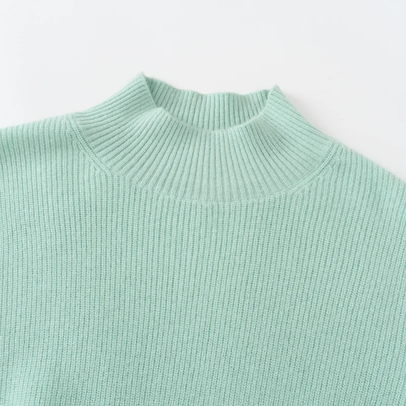 100% Cashmere, Cashmere crew-neck sweater — Green, 14–15.5µm, Cashmere Garment / Women — detail view 6