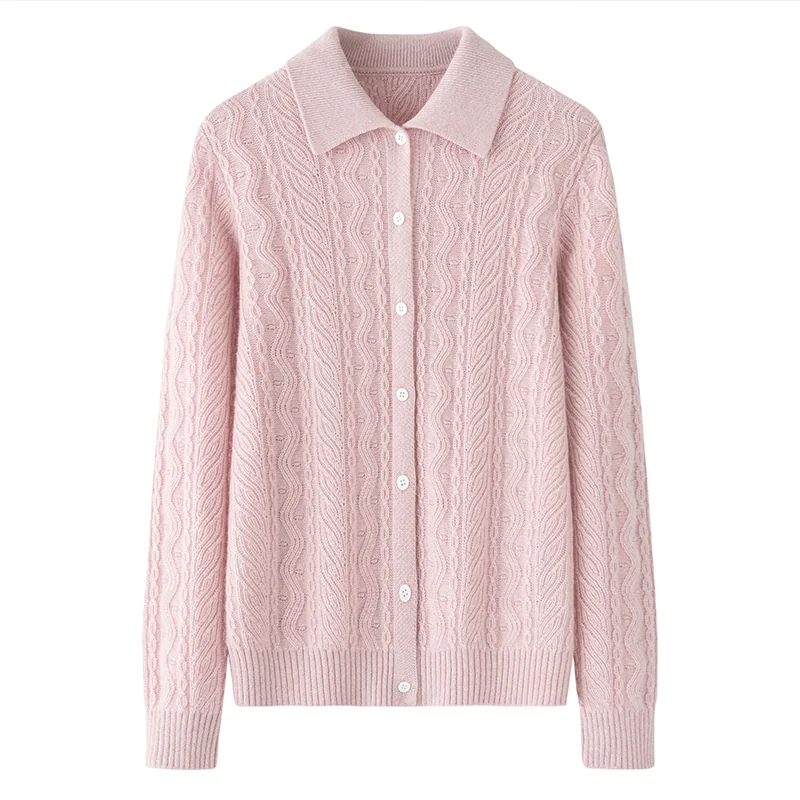 100% Cashmere, Cashmere crew-neck sweater — Pink, 14–15.5µm, Cashmere Garment / Women — detail view 2