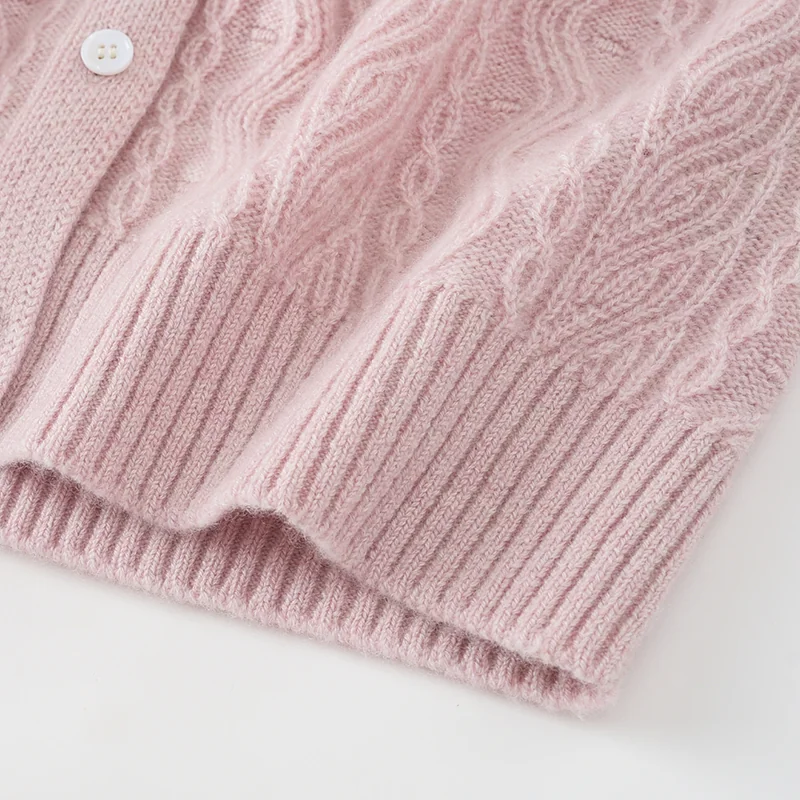 100% Cashmere, Cashmere crew-neck sweater — Pink, 14–15.5µm, Cashmere Garment / Women — detail view 4