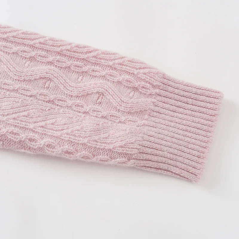 100% Cashmere, Cashmere crew-neck sweater — Pink, 14–15.5µm, Cashmere Garment / Women — detail view 5