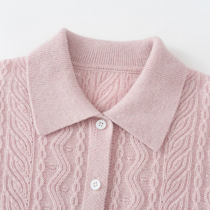 100% Cashmere, Cashmere crew-neck sweater — Pink, 14–15.5µm, Cashmere Garment / Women — detail view 6