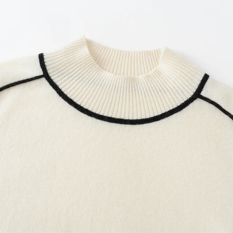 100% Cashmere, Cashmere crew-neck sweater — White Cable, 14–15.5µm, Cashmere Garment / Women — detail view 5