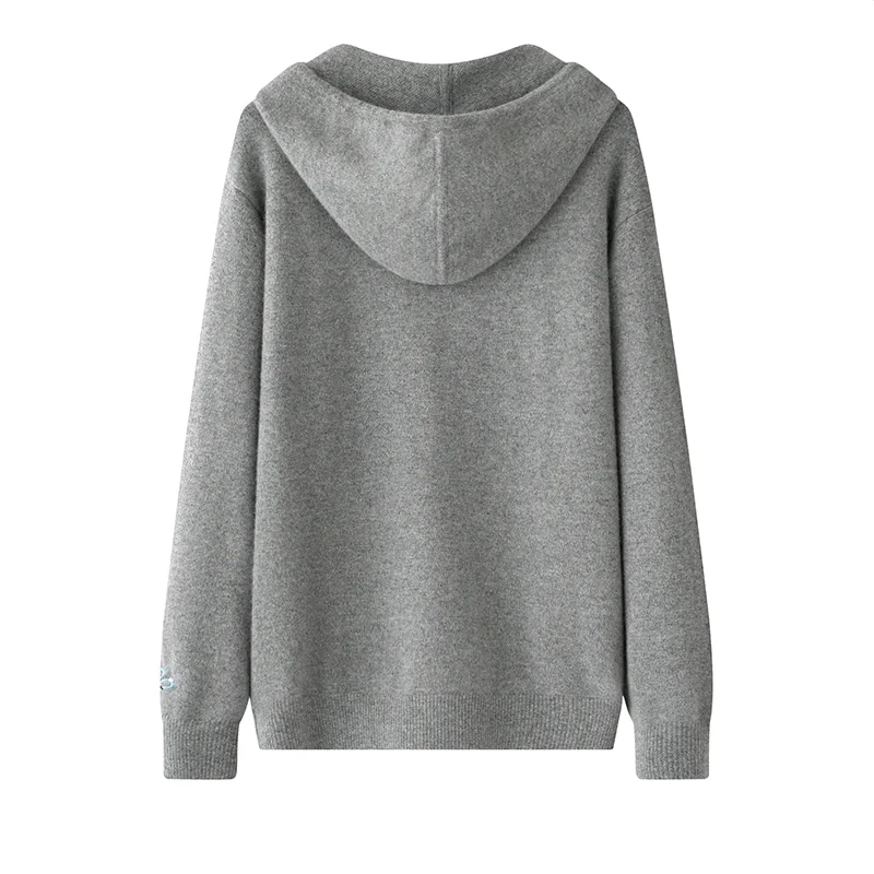 Cashmere hooded cardigan — Pink Hooded